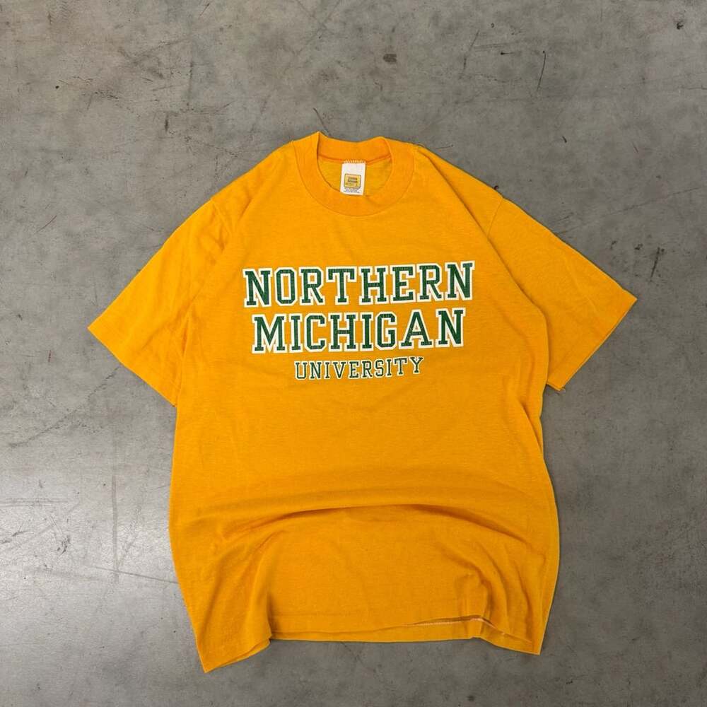 Velva Sheen Northern Michigan University T-Shirt Size L Vintage Yellow